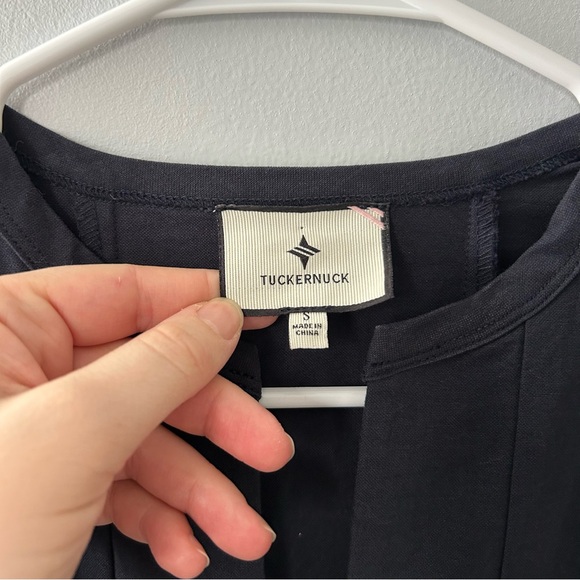 Tuckernuck Pleated Dress Long Sleeve 100% Cotton Navy Blue Size Small - Picture 5 of 11